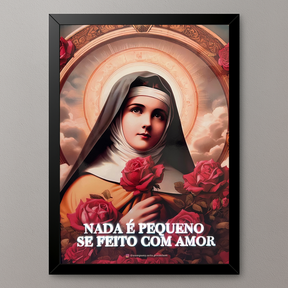 Quadro Católico Santa Teresinha com Rosas com Led