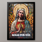 Quadro Católico Sagrado Coração de Maria com Led