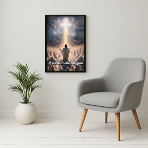 Quadro Católico A Luz de Cristo nos Guia com Led
