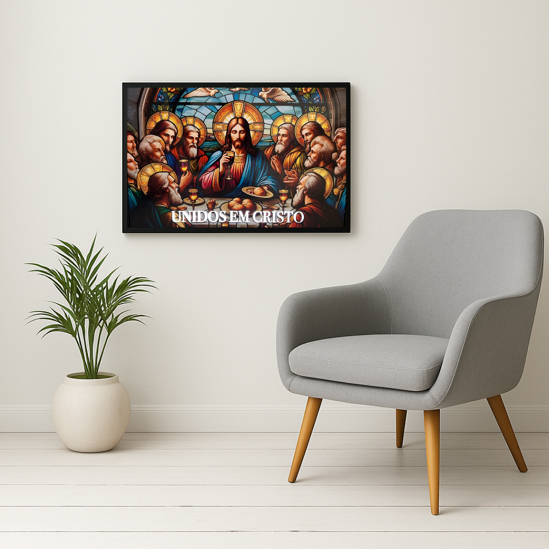 Quadro Católico Santa Ceia com Led