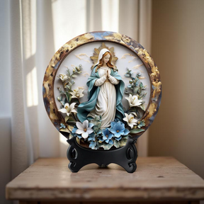 Decoração Católica Nossa Senhora das Graças com Flores