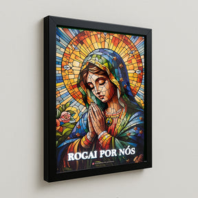 Quadro Católico Virgem Maria Rogai por Nós com Led