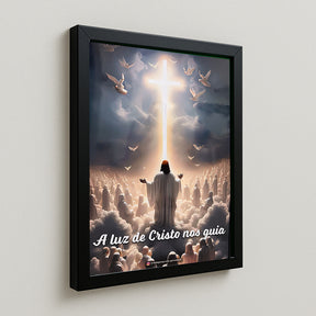 Quadro Católico A Luz de Cristo nos Guia com Led