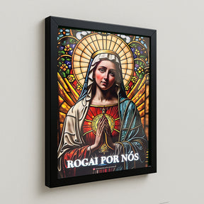 Quadro Católico Sagrado Coração de Maria com Led
